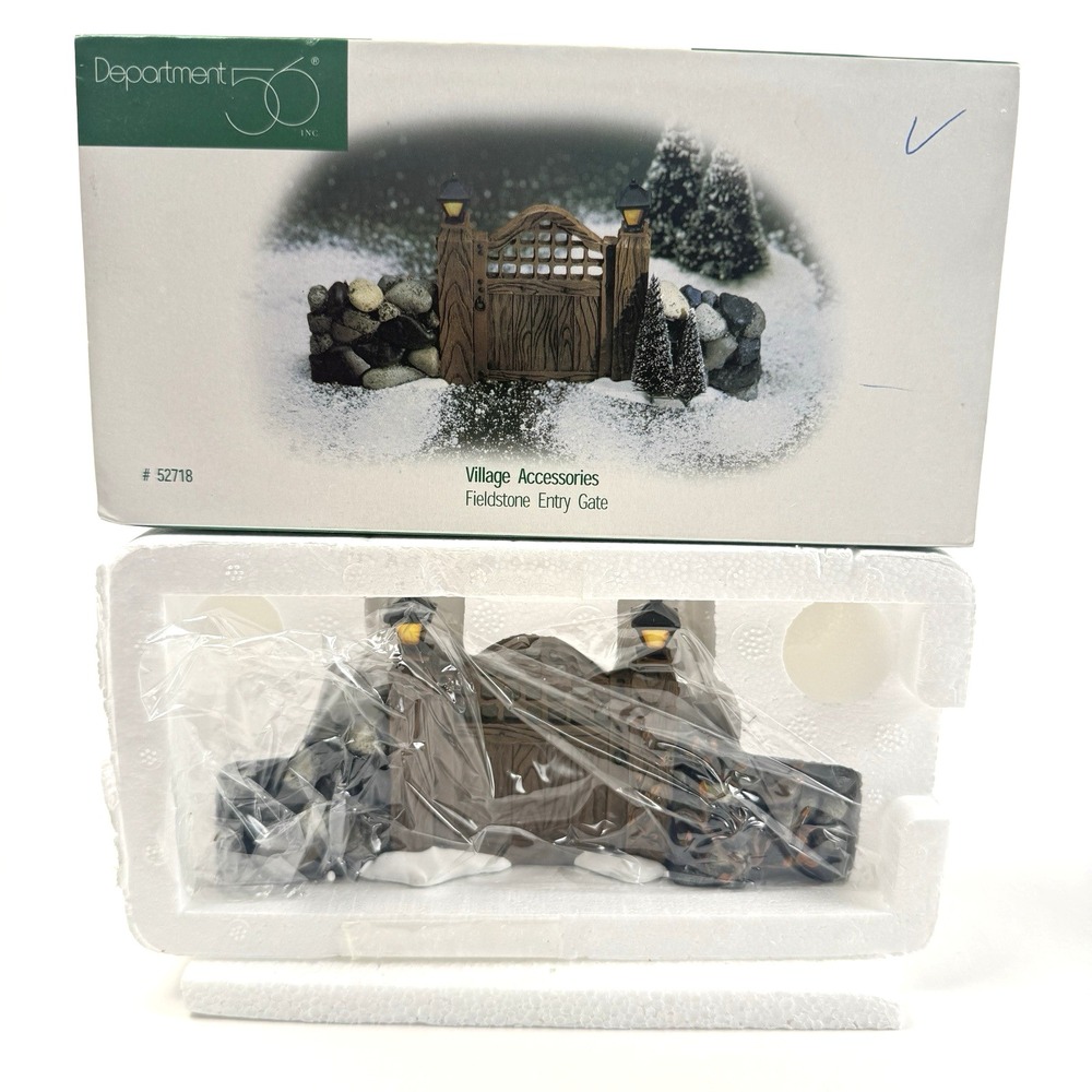 Dept 56 Village Accessories Fieldstone Entry Gate 52718 Rock Wall Fence Trees